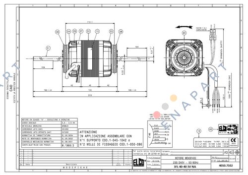 108206 / 1BT 40-40 3V NA 230V 50/60Hz ВЕНТИЛАТОР МОТОР