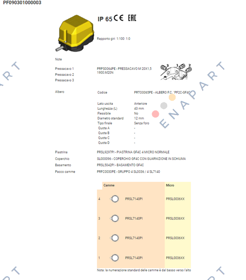 GF4C / PF090301000003 Ограничете ротационен прекинувач